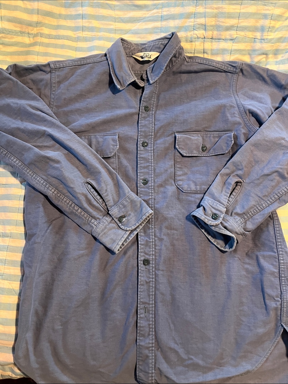 Woolrich Oversized Shirt or Shirt Dress Long-Sleeve Button-in Faded Blue Color
